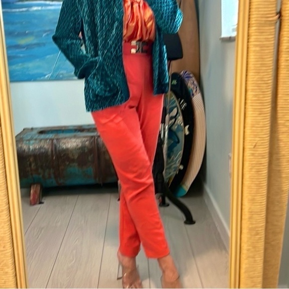 ELISABETTA FRANCHI,High-Waisted trousers in Tangerine, EUC Cropped,Size 40/4 - Picture 7 of 11